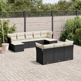  10-dijelni set vrtnih sofa s jastucima crni od poliratana | shoptok.hr