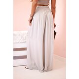 Kesi Włoski Women's wide trousers with elastic waistband dark beige | Shoptok.si