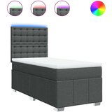 vidaXL Box spring postelja z vzmetnico temno siva 80x200 cm blago | Shoptok.si