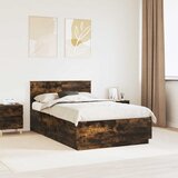  Krevetna konstrukcija S LED lampica Dimljeni hrast 135 x 190 cm | shoptok.hr