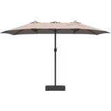 vidaXL vrtni dežnik taupe 385 x 209 x 244 cm blago | Shoptok.si