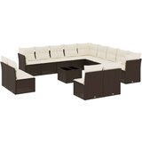 vidaXL 14 kosov Garden Sofa Set z blazinami Brown Poly Rattan | Shoptok.si