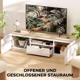  Niski TV ormarić visoki sjaj za TV do 65 3 pretinca ladica 160 x 38 x 43 cm prirodno drvo | shoptok.hr