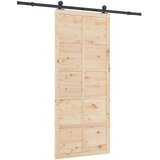  Klizna vrata 100 x 208 cm Masivna borovina Prirodna | shoptok.hr