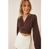 Happiness İstanbul Blouse - Brown - Regular fit Cene