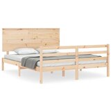 Maison Chic Posteljni Okvir - Dvoposteljna postelja z vzglavjem 160x200 cm trden les, (22080297) | Shoptok.si