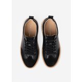 Sergio Leone Black leather sneakers on a beige platform by | ePonuda.com