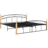 The Living Store Posteljni okvir črna kovina in trdna hrastovina 180x200 cm - Posteljni Okvir, (21526563) | Shoptok.si