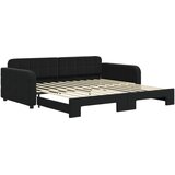  Dnevni krevet na razvlačenje crni 100 x 200 cm baršunasti | shoptok.hr