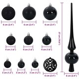 vidaXL Set božičnih okraskov med 150 LED 61 pcs Črna Plastika | Shoptok.si