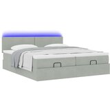 vidaXL Otomanski posteljni okvir z vzmetnicami siv 160x200 cm žamet | Shoptok.si