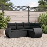 Maison Chic Seti vrtnega pohištva - Vrtna garnitura - Vrtni pohištvo set 4-delna z blazinami črna poli ratan, (21817175) | Shoptok.si