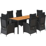 vidaXL 7-dijelni vrtni blagovaonski set s jastucima crni od poliratana | shoptok.hr