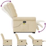  Masažni naslonjač na podizanje od tkanine krem | shoptok.hr