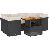  7-dijelni set vrtnih sofa od poliratana s jastucima crni | shoptok.hr