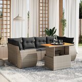 The Living Store Vrtna sedežna garnitura 7-delna z blazinami siv poli ratan - Vrtna Sedežna Garniture, (21480930) | Shoptok.si