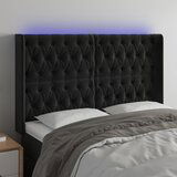 The Living Store LED posteljno vzglavje črno 147x16x118/128 cm žamet - LED Vzglavje, (21660369) | Shoptok.si