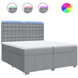 vidaXL Box spring postelja z vzmetnico svetlo siva 200x200 cm blago | Shoptok.si