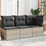 Maison Chic Vrtni kavč - Zunanji kavč z blazinami trosed svetlo siv poli ratan, (22043716) | Shoptok.si