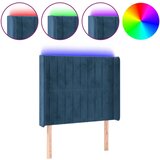 Maison Chic LED Posteljno vzglavje - Vzglavna omarica - Nočna omarica temno modro 93x16x118/128 cm žamet, (21713380) | Shoptok.si