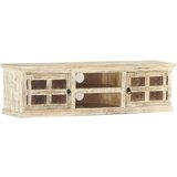 vidaXL TV omarica bela 130x30x36 cm trden mangov les Cene
