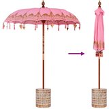 vidaXL balineški parasol ružičasta 180-190 cm pamuk, solidno drvo | shoptok.hr