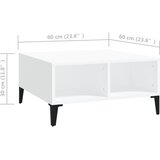  Stolić za kavu bijeli 60 x 60 x 30 cm od konstruiranog drva | shoptok.hr