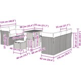 vidaXL Set od 8 komada vrtnih sofa s jastučićima Crni Poliratan Akacija, 3-dijelni set vrtnih blagovanja s jastučićima Crni Poliratan Akacija | shoptok.hr
