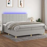  Box spring postelja z vzmetnico LED sv. siva 200x200 cm blago, (20761096) Cene