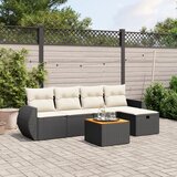 Maison Chic Seti vrtnega pohištva - Vrtna garnitura - Vrtni pohištvo set 6-delna z blazinami črna poli ratan, (21806144) | Shoptok.si