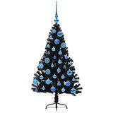 vidaXL Umjetna preddekorirana božićna jelka Črna 120 cm PVC | Shoptok.si