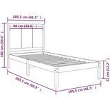  Okvir za krevet od masivne borovine 100 x 200 cm | shoptok.hr