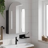  Kupaonski ormarić s ogledalom LED lučni crni 42 x 13 x 70 cm | shoptok.hr