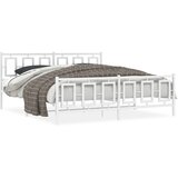Furnova Kovinski posteljni okvir z vzglavjem in vznožjem bel 183x213 cm, (21937536) | Shoptok.si