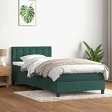 Box spring postelja z vzmetnico temno zelena 90x220 cm žamet, (21792029) Cene