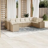 vidaXL 10-dijelni set vrtnih sofa s jastucima bež od poliratana | shoptok.hr