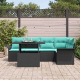  Vrtna sedežna garnitura z blazino 6 pcs Črna Poly ratan, (5000153793) | Shoptok.si