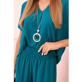 Kesi Włoski Set with necklace blouse + pants light teal | shoptok.hr