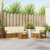  Set vanjskih sofa 6 kom. Prirodna i krem Čvrsto drvo akacije | shoptok.hr