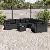  Vrtna sedežna garnitura 11-delna z blazinami črn poli ratan, (21146751) | Shoptok.si