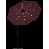  Konzolni vrtni suncobran LED s čeličnim stupom crvena boja vina | shoptok.hr