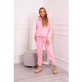 Kesi Insulated set with a sweatshirt with a tie at the bottom in powder pink Cene