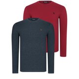 Dewberry DOUBLE SET T8588 ROUND NECK MEN'S SWEATSHIRT-BURGUNDY-ANTHRACITE | Shoptok.si