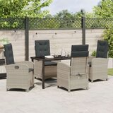 vidaXL 5-delni vrtni jedilni set s blazinami v svetlo sivem poli ratanu, (22087535) | Shoptok.si