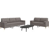  2-dijelni set sofa s ukrasnim jastucima smeđesivi od tkanine | shoptok.hr