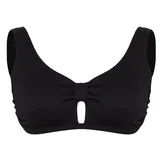 Trendyol Curve Black Knot Detailed Textured Bikini Top