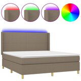 vidaXL Krevet box spring s madracem LED smeđesivi 160x200 cm tkanina Cijene