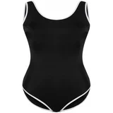 Trendyol Curve Black and White Striped Crew Neck Swimsuit
