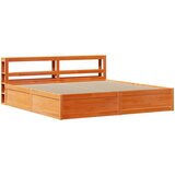 vidaXL Posteljni okvir z vzglavjem voščeno rjava 200x200 cm borovina, (21322412) | Shoptok.si