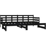  Izvlečna dnevna postelja črna trdna borovina 2x(90x190) cm, (20724982) | Shoptok.si